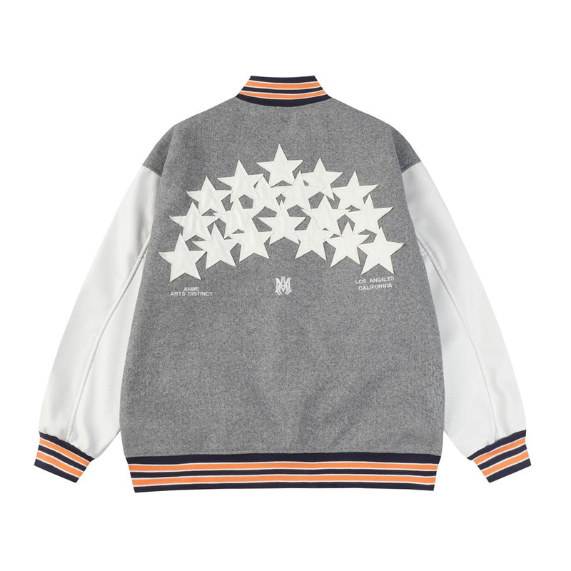 Amiri Jacket AMI Sticker Star Pattern Baseball Jacket Jacket