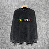 Purple Brand Distressed Long Sleeve Shirt Fashion Distressed Loose Long-sleeved Top