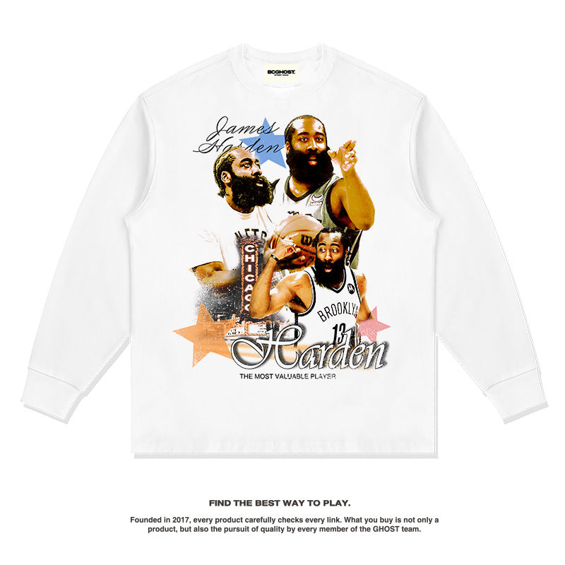 Nba Long Sleeve Shirt American Basketball Long Sleeve T-shirt Neckline