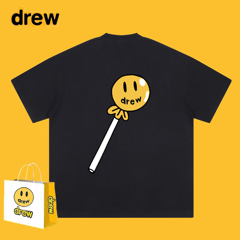Drew T Shirts Smiley Letter Cotton T-shirt