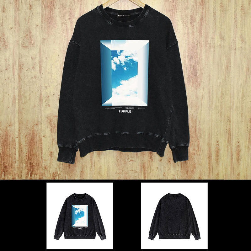 Purple Brand Distressed Sweatshirt Retro Vintage Crew Neck Sweater