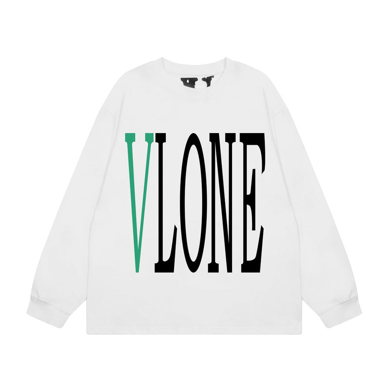 Vlone Sweatshirts Autumn and Winter Green Big V Letter Crew Neck