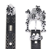 Hip-hop punk rhinestone belt western multi skull