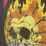 Mens Vintage T-Shirts Washing Water Old Short Sleeve Fog Flame Skull Print Casual Loose