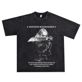 Rock Star T Shirt Satanic Warmaster Rock Band Washed Old Men and Women