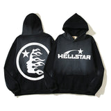 HS Hoodie Vintage Distressed Crack Print Casual Loose