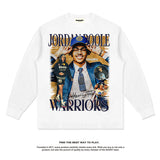 Nba Long Sleeve Shirt Poole Basketball Washed Distressed Long Sleeve T-shirt Cotton Loose