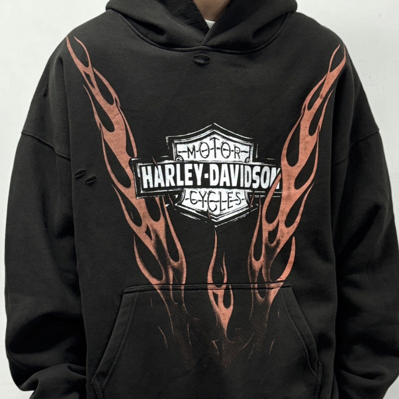 Men Vintage T-Shirts vintage American Vintage Loose Couple Hooded Sweater
