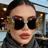 Trendy Punk Glasses Vintage Diamond Set
