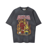 Mens Vintage T-Shirts vintage Washed Old Short Sleeves Loose Crew Neck