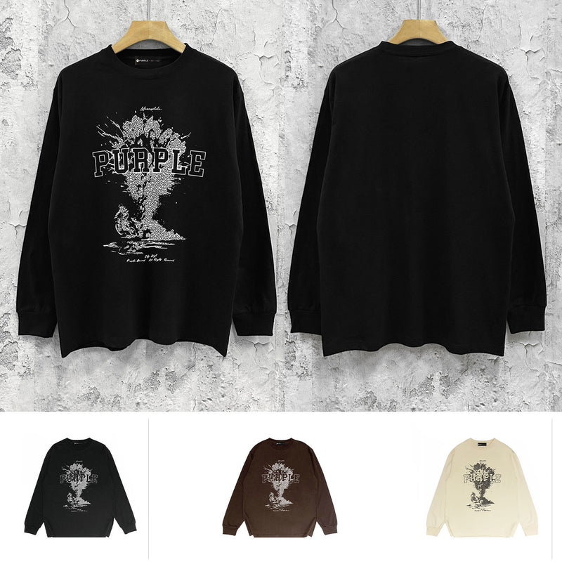 Purple Brand Long Sleeve T-Shirt Fashion Loose Long Sleeve Top