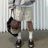 MIJKO Men Shorts Casual Pants Drawstring Multi-Pocket Unisex Shorts