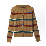 Ralph Lauren Knitted sweaters RL Knitted Skittles Pony Label Twist Vintage Cardigan Striped