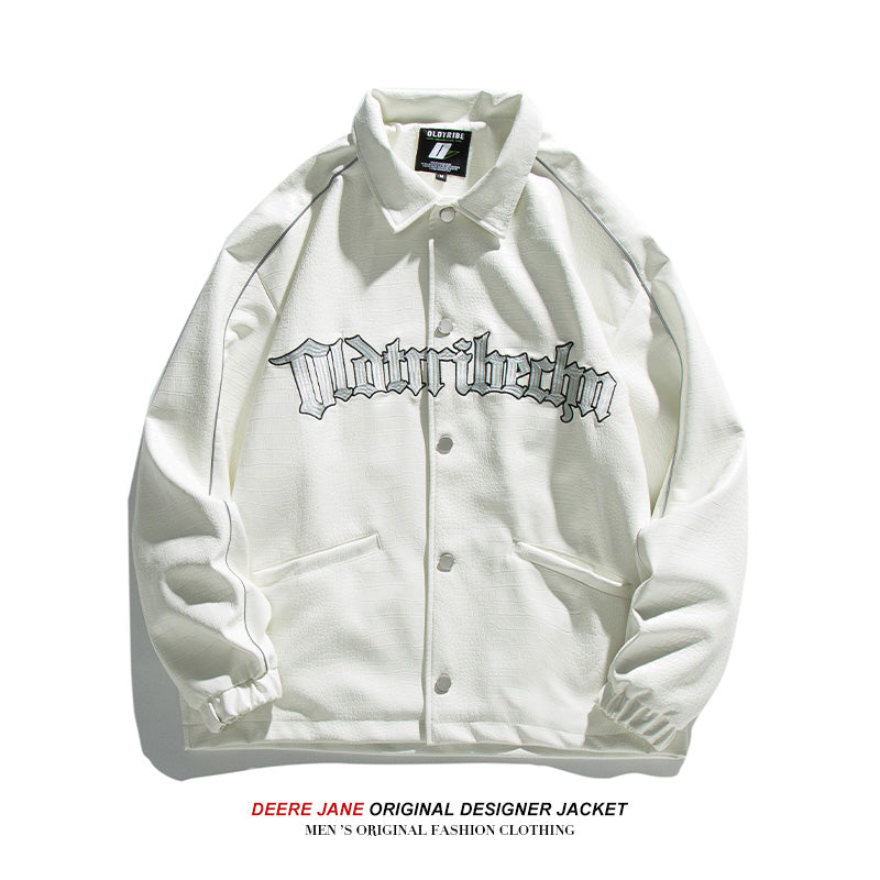 Men Jacket Spring Coat Men's Embroidery Loose All-Match Casual