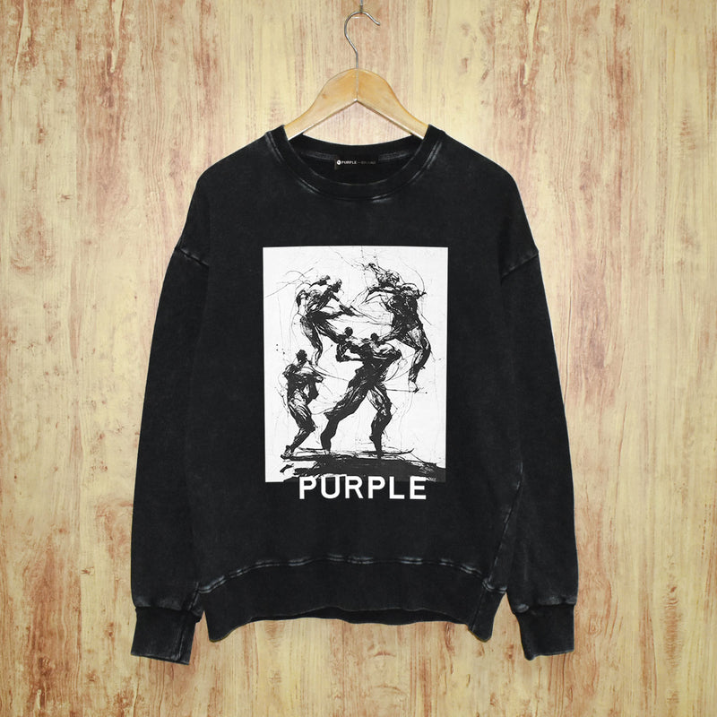 Purple Brand Distressed Sweatshirt Retro Vintage Crew Neck Sweater