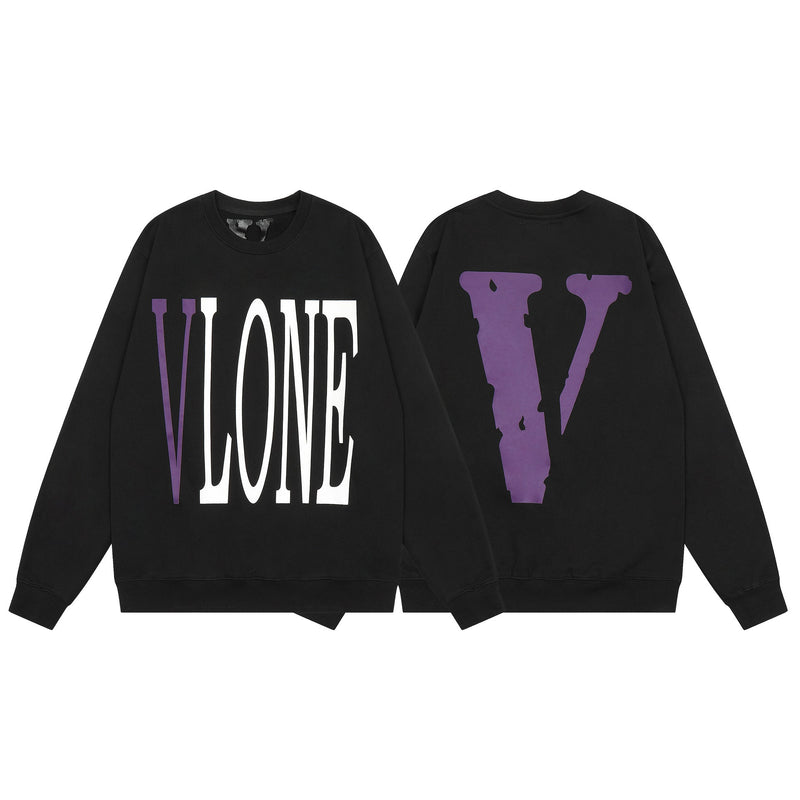 Vlone Sweatshirts Autumn and Winter Letter Big V Pattern Crew Neck