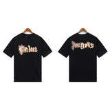 Palm Angels T Shirts Flame Letter Logo Short Sleeve T-Shirt