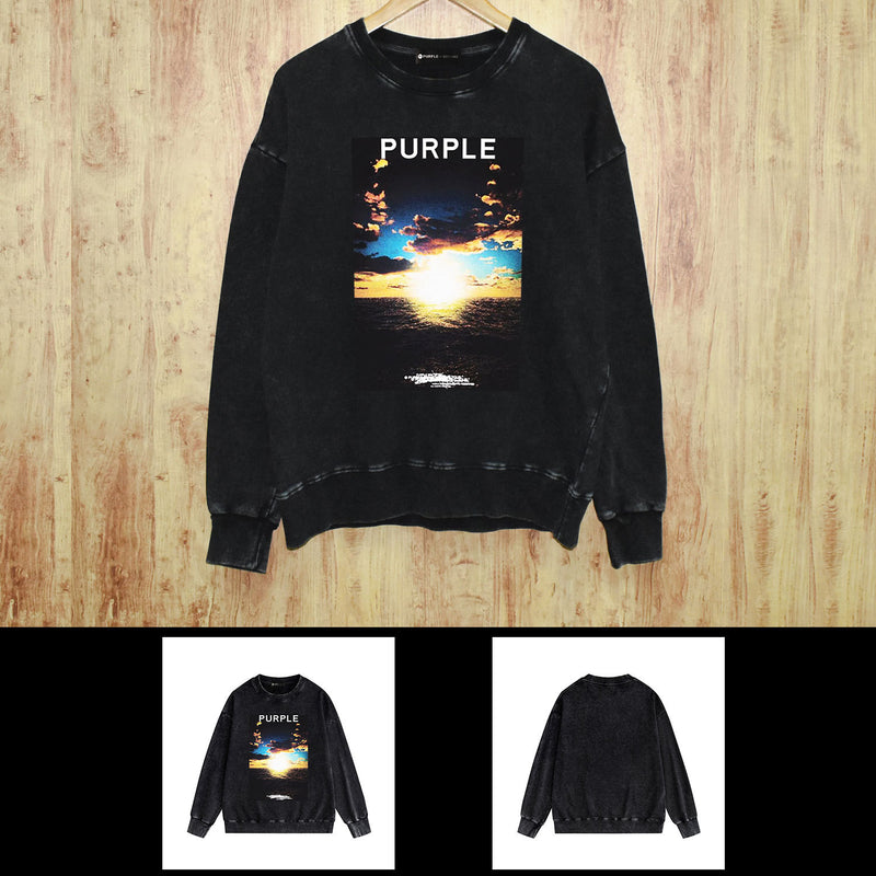 Purple Brand Distressed Sweatshirt Retro Vintage Crew Neck Sweater