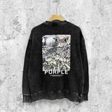 Purple Brand Distressed Sweatshirt Retro Vintage Crew Neck Sweater