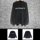 Purple Brand Distressed Long Sleeve Shirt Fashion Distressed Loose Long-sleeved Top