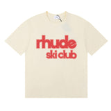 Rhude T Shirt Alphabet Coconut Racing Pattern Short Sleeve T-Shirt