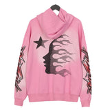 Hellstar Hoodie Flame Vintage Print Loose