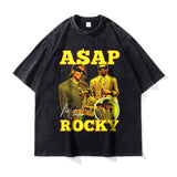 Asap Rocky T Shirts MADARTIST Asap Rocky Washed Old T-Shirt Vintage Short Sleeve