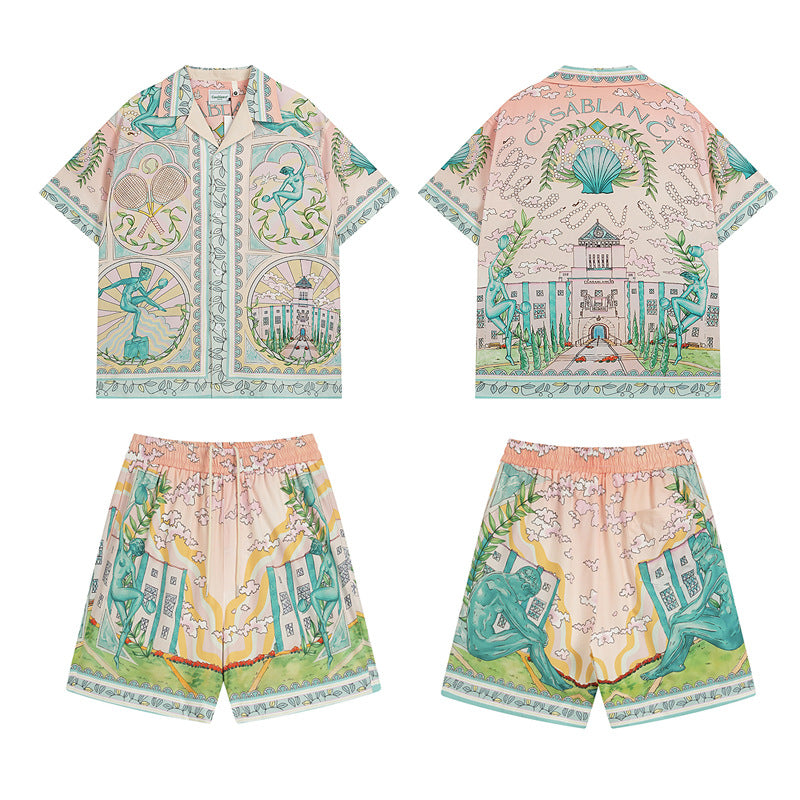 Casablanca Shirts And Shorts 2 Pieces Set Casual Beach Shorts