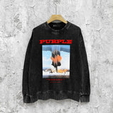 Purple Brand Distressed Sweatshirt Retro Vintage Crew Neck Sweater
