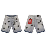 Godspeed Shorts Summer GOD Letter Pattern Embroidered Casual Denim Shorts