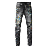 Amiri Jeans Graffiti Splash-Ink Hole Stretch Slim Fit #1303