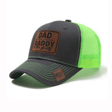 Trendy flat brimmed hat leather label letter spring summer mesh hat sunshade