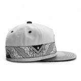 Trendy flat brimmed hat cashew pattern printing embroider leather hat