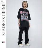 Y2g Shirts for Boys Vintage Washed Black Pink Summer Short Sleeve T-shirt for Men and Women