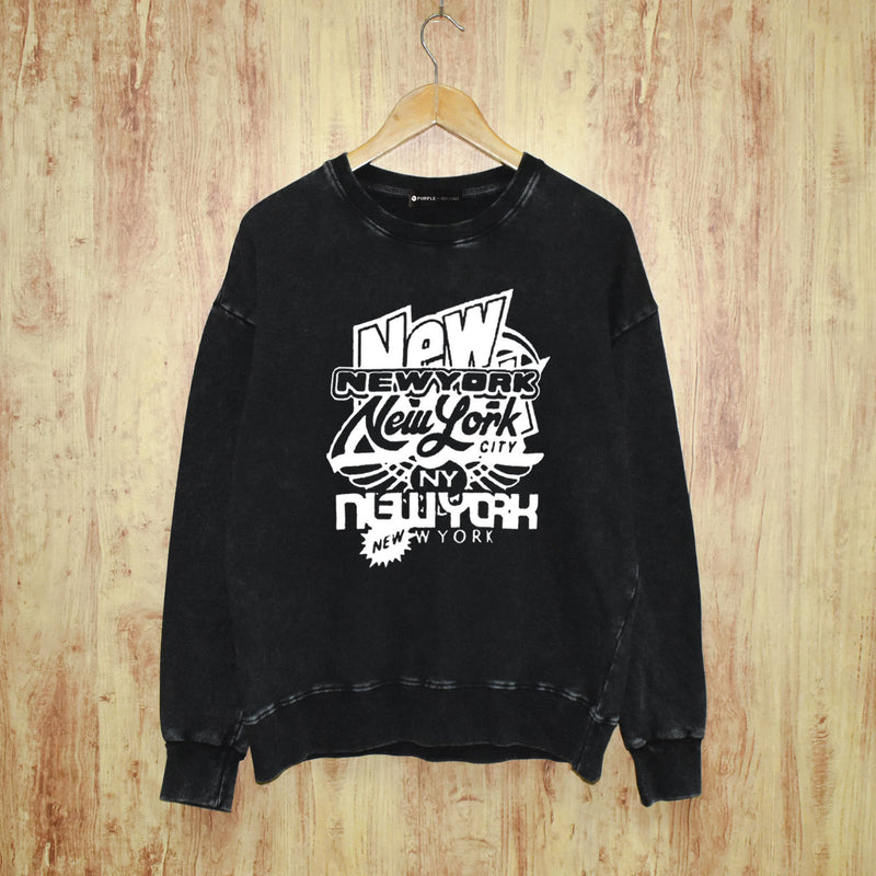 Purple Brand Distressed Sweatshirt Retro Vintage Crew Neck Sweater