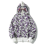 Bathing Ape Hoodie Shark with Camo Hooded Cardigan Zip Sweater Double Hat Jacket