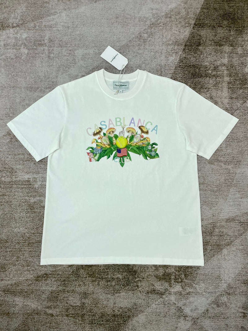 Casablanca T Shirts Fashion Loose Mushroom Print Tee