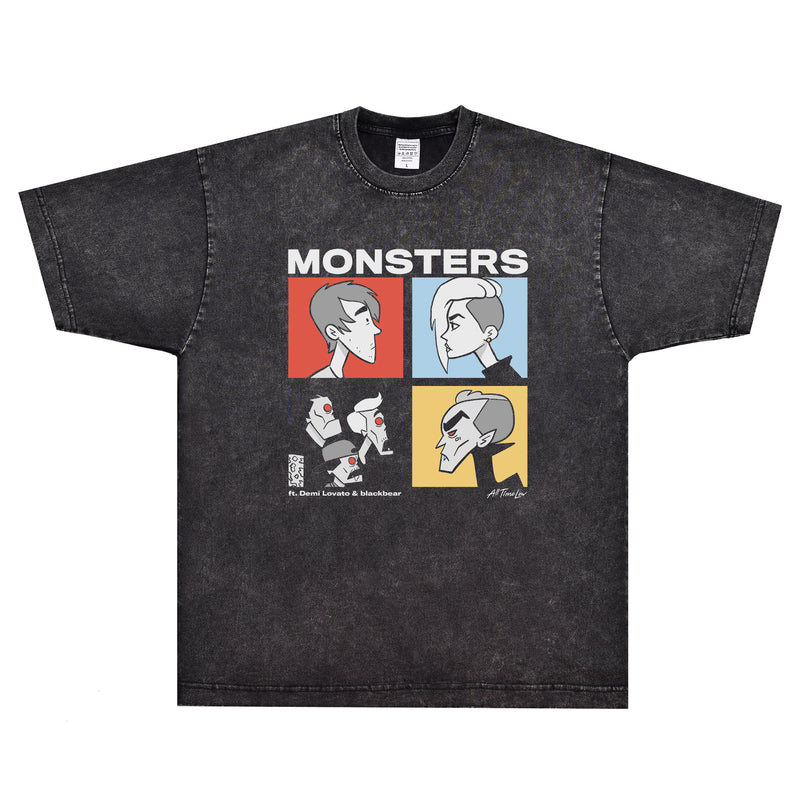 Rock Star T Shirt Blackbear Monsters T-shirt Rock American Cartoon Portrait Loose Printed Short Sleeve