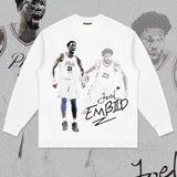 Nba Long Sleeve Shirt Autumn Winter T-shirt Loose Cotton Male and Female Trendy Brand