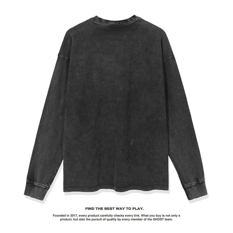 Nba Long Sleeve Shirt Basketball Jersey Long Sleeve T-shirt Loose Washed-out Distressed
