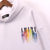Amiri Hoodie OW Rainbow Letter Pattern Pullover Hooded Sweater