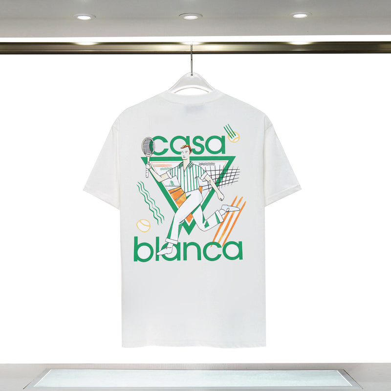 Casablanca T Shirts Loose Short Sleeve Play Tennis Print T-Shirt