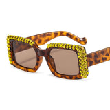 Trendy punk glasses diamond sunglasses uv protection
