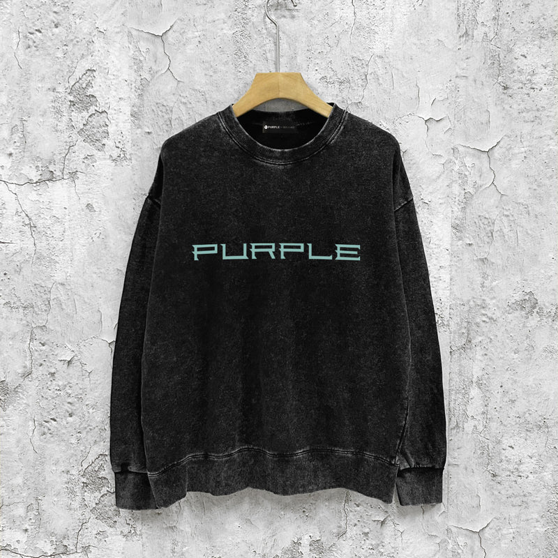 Purple Brand Distressed Sweatshirt Retro Vintage Crew Neck Sweater
