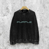 Purple Brand Distressed Sweatshirt Retro Vintage Crew Neck Sweater
