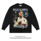 Nba Long Sleeve Shirt Washed Old Long Sleeve T-shirt High Street Pure Cotton