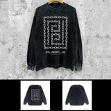 Purple Brand Distressed Long Sleeve Shirt Fashion Distressed Loose Long-sleeved Top