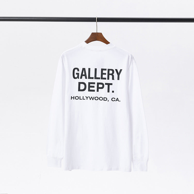 Gallery Dept T Shitrs Vintage Letter Print round Neck Long Sleeve T-shirt
