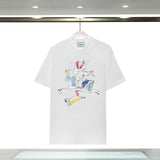 Casablanca T Shirts Colored Crane Print Crew Neck Tee