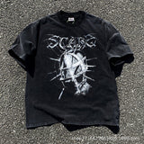 Mens Vintage T-Shirts SAINT MICHAEL CHO Dark Knight Make Old Short Sleeve Vintage Wash